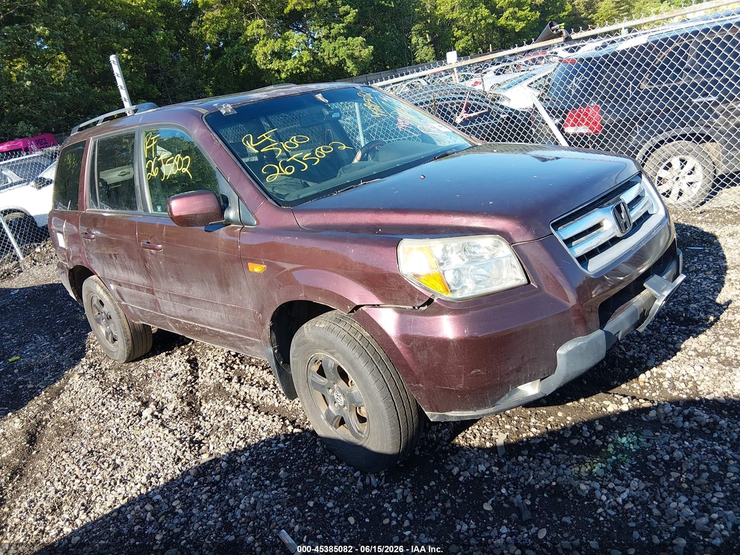 Вид 2008 Honda Pilot Ex-L, угол 1