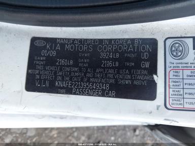 منظر 2009 Kia Spectra Ex LD، زاوية 9