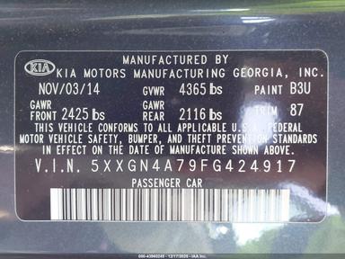 2015 Kia Optima Ex view, angle 9