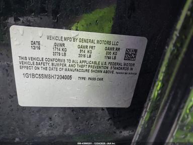 Vue de 2017 Chevrolet Cruze Ls Auto, angle 9