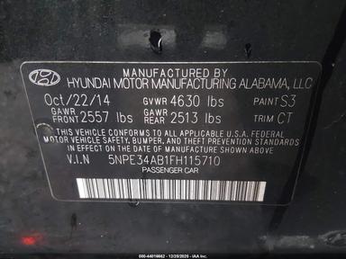 Vue de 2015 Hyundai Sonata Limited 2.0T, angle 9