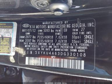 Vue de 2013 Kia Sorento Ex, angle 9