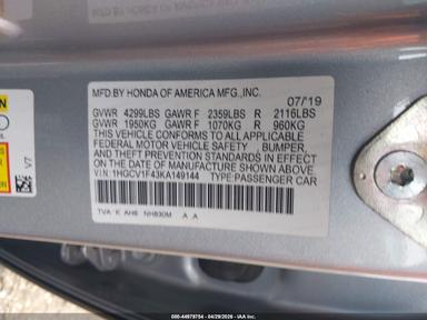 Vue de 2019 Honda Accord Ex, angle 9