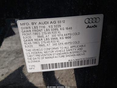 Vista de 2012 Audi Q7 3.0 Tdi Premium Plus, ángulo 9