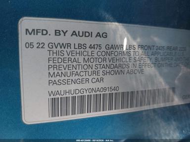 منظر 2022 Audi A3 Premium Plus 40 Tfsi Quattro S Tronic، زاوية 9