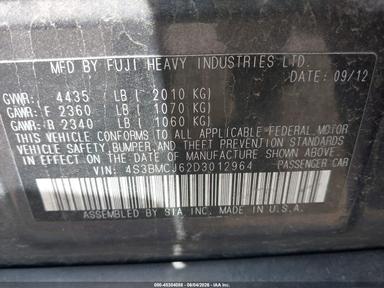 Vedere 2013 Subaru Legacy 2.5I Limited, unghi 9