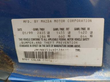 Vue de 1999 Mazda Mx-5 Miata Leather Pkg/Popular Equipment Pkg/Sports Pkg/Touring Pkg, angle 9