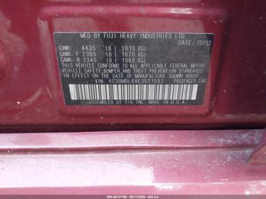 Vue de 2014 Subaru Legacy 2.5I Limited, angle 9