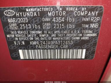 Vista de 2023 Hyundai Sonata Se, ángulo 9