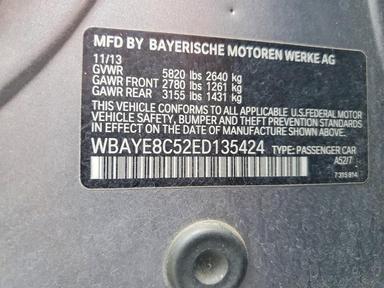 2014 BMW 750 LI view, angle 12