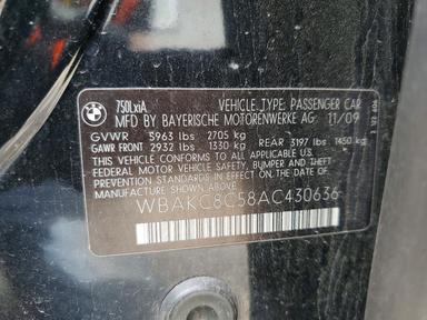 Vue de 2010 BMW 750 LI XDRIVE, angle 12