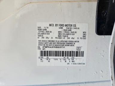 Вид 2019 FORD EDGE SEL, угол 13