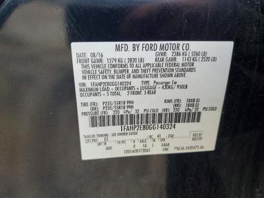 Вид 2016 FORD TAURUS SEL, угол 12