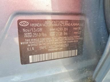 Вид 2009 HYUNDAI SONATA GLS, угол 12