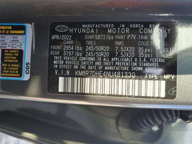 Вид 2022 HYUNDAI PALISADE CALLIGRAPHY, угол 13