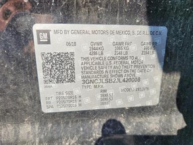 منظر 2018 CHEVROLET TRAX 1LT، زاوية 13