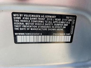 منظر 2012 VOLKSWAGEN CC SPORT، زاوية 12