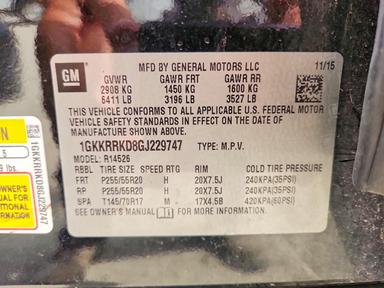 Вид 2016 GMC ACADIA SLT-1, угол 13