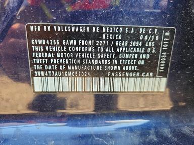 Вид 2016 VOLKSWAGEN GTI S/SE, угол 13