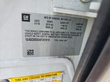 2010 BUICK LACROSSE CXL view, angle 12