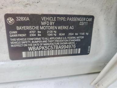 Vue de 2011 BMW 328 XI SULEV, angle 12