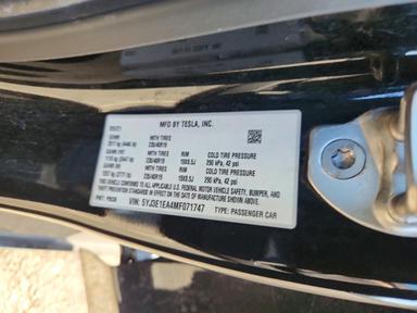 Vista de 2021 TESLA MODEL 3, ángulo 12