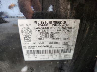 منظر 2011 FORD EXPLORER XLT، زاوية 12