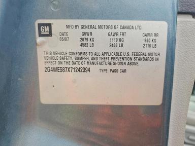 2007 BUICK LACROSSE CXS view, angle 12