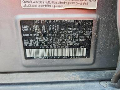 منظر 2011 SUBARU OUTBACK 2.5I، زاوية 13