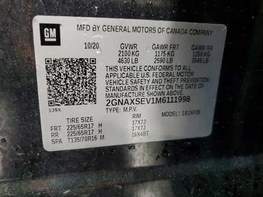 Vue de 2021 CHEVROLET EQUINOX LS, angle 13