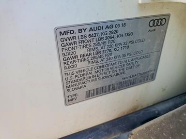 Vue de 2018 AUDI Q7 PREMIUM PLUS, angle 13