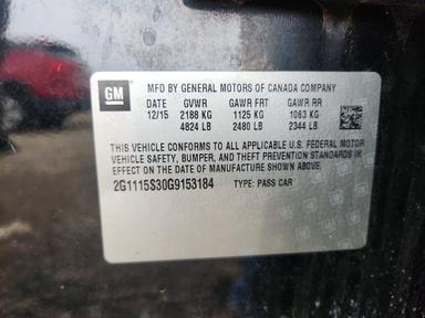 Вид 2016 CHEVROLET IMPALA LT, угол 12