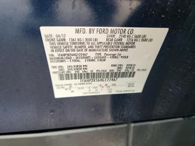 Vedere 2017 FORD TAURUS SHO, unghi 12