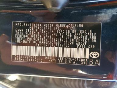 منظر 2018 TOYOTA COROLLA LE، زاوية 13