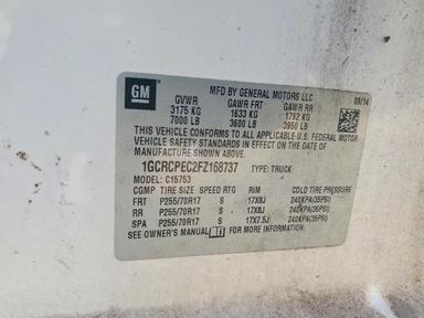 Вид 2015 CHEVROLET SILVERADO C1500, угол 12