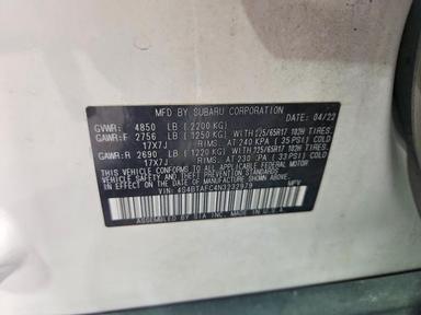 Vue de 2022 SUBARU OUTBACK PREMIUM, angle 13
