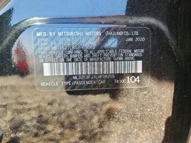 Vue de 2020 MITSUBISHI MIRAGE G4 ES, LE, BE, angle 12