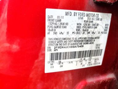 Vue de 2011 FORD EDGE SEL, angle 13