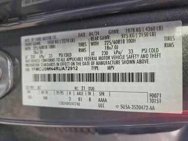 Vue de 2024 FORD ESCAPE ST LINE, angle 13