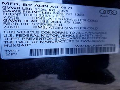Vista de 2022 AUDI Q3 PREMIUM S LINE 45, ángulo 12