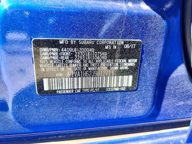 Vue de 2018 SUBARU WRX LIMITED, angle 12