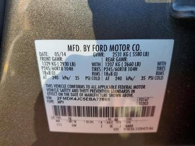 Вид 2014 FORD EDGE SEL, угол 13