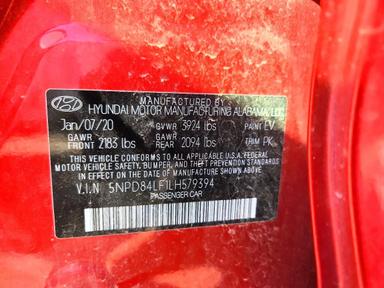 Вид 2020 HYUNDAI ELANTRA SEL, угол 12