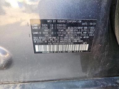 Vue de 2023 SUBARU OUTBACK TOURING, angle 13