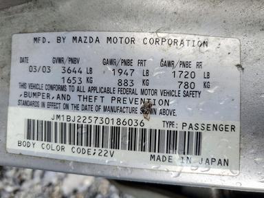 منظر 2003 MAZDA PROTEGE DX، زاوية 12