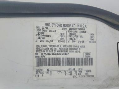 Vue de 2003 FORD EXPLORER XLT, angle 13