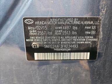 Vista de 2015 HYUNDAI SONATA SE, ángulo 12