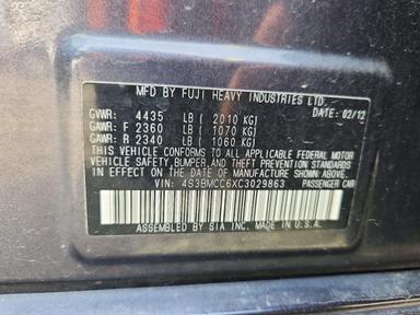 Vue de 2012 SUBARU LEGACY 2.5I PREMIUM, angle 12
