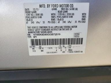 Vista de 2016 FORD EXPLORER XLT, ángulo 14