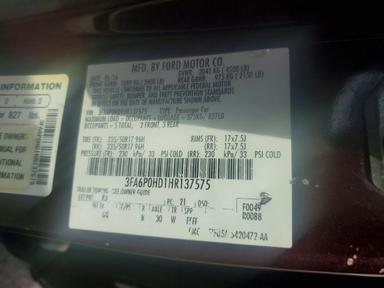Vedere 2017 FORD FUSION SE, unghi 13